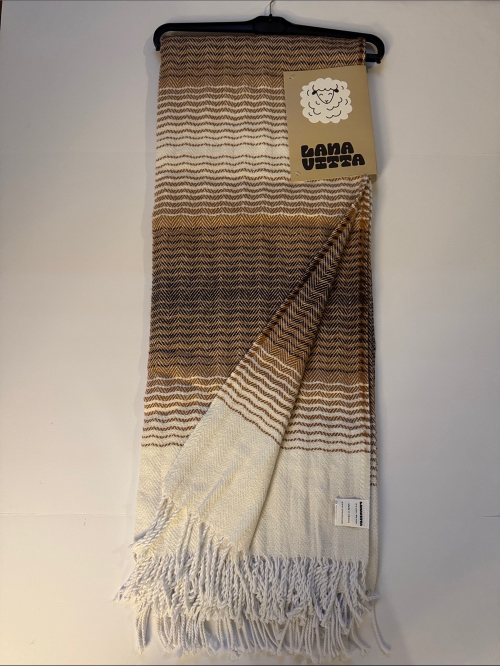 Made in Ukraine Lana Vitta Chevron Pattern Throw with Fringe - 55"x 79"